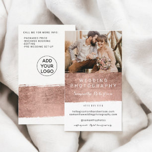 Cartão De Visita Fotografia de casamento moderna - rosa de golfinho