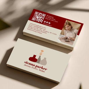 CARTÃO DE VISITA FOTOGRAFIA DE CÓDIGO QR DE CERÂMICA MANUAL BOHO