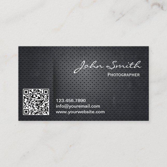 Cartão De Visita Fotografia de código QR metálico (Frente)