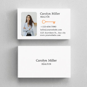 Cartão De Visita Fotografia de Corretor Personalizada e Chave Doura