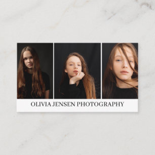 Cartão De Visita Fotografia de layout de 3 fotos modernas e mínimas