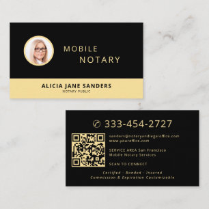 Cartão De Visita Fotografia de notário móvel QR profissional preto
