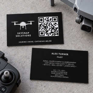 Cartão De Visita Fotografia de Piloto de Drone Código QR Personaliz