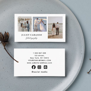 Cartão De Visita fotografia de script de caligrafia 3 fotos colagem