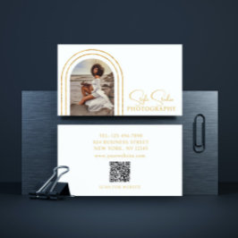 Cartão De Visita Fotografia do Código QR de Script Moderno do Na mo