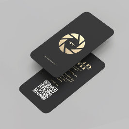 Cartão De Visita Fotografia Dourada Lente Negra Moderna