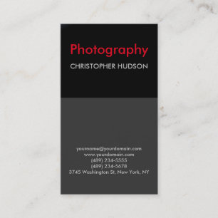 Cartão De Visita Fotografia Exclusiva Preto Vermelho Cinza
