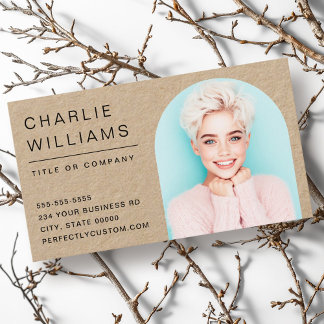 Cartão De Visita Fotografia mínima moderna do arco Papel Kraft