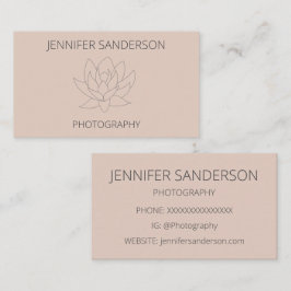 Cartão De Visita Fotografia Minimalista da Flor Elegante Peach Lotu