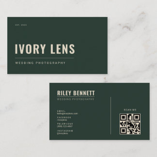 Cartão De Visita Fotografia Minimalista de Casamento | Verde Flores