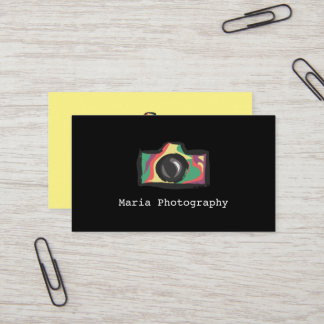 Cartão De Visita Fotografia minimalista negra moderna e elegante Bu
