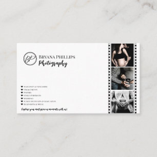 Cartão De Visita Fotografia Minimalista Preto e Branco do Seu Logot