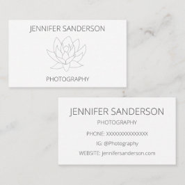Cartão De Visita Fotografia Minimalista Simples da Flor de Lotus El