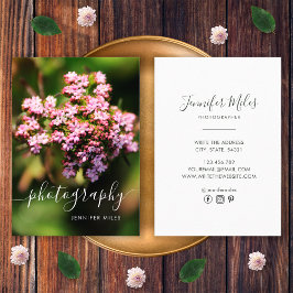 Cartão De Visita Fotografia Minimalista Simples Floral Elegante