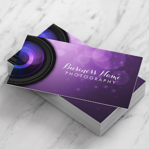 Cartão De Visita Fotografia Moderna com Fundo Roxo Elegante
