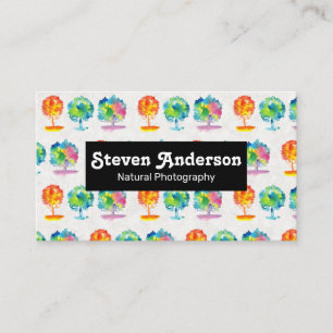 Cartão De Visita Fotografia natural  Árvore aquarela