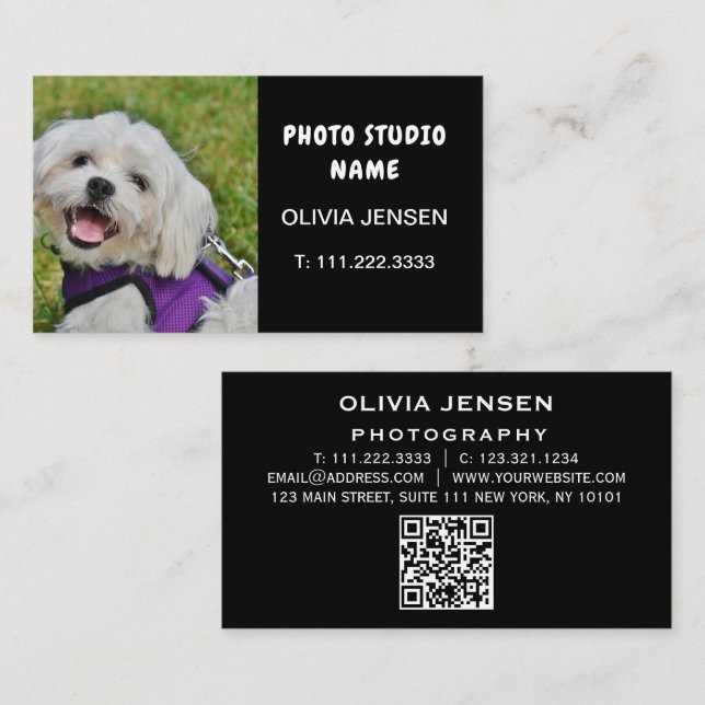 Cartão De Visita Fotografia personalizada: Fotografia moderna Pet (Frente/Verso)