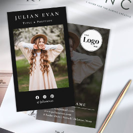 Cartão De Visita Fotografia Preta de Perfil Profissional