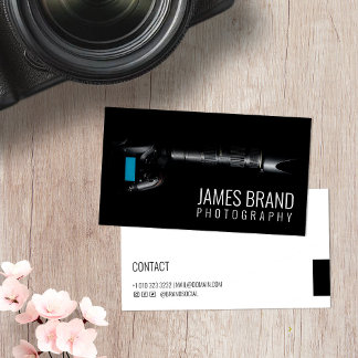 Cartão De Visita Fotografia profissional da câmera preta
