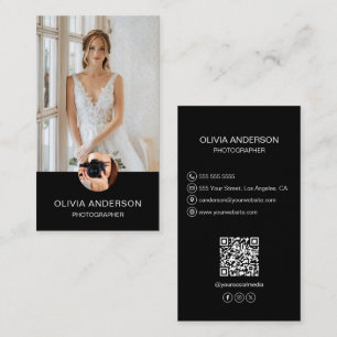 Cartão De Visita Fotógrafo 2 Fotos Ícones Personalizados Código QR 