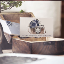 Fotógrafo Da Câmera De Vintagem Floral Rustic Blue