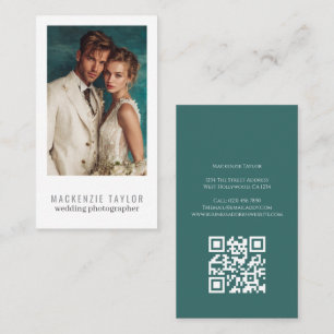 Cartão De Visita Fotógrafo de Casamento 1 Foto Código QR Personaliz