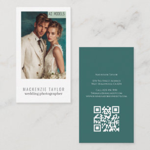 Cartão De Visita Fotógrafo de Casamento 1 Foto Código QR Personaliz
