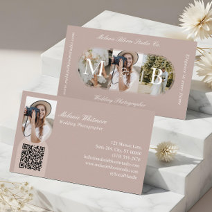 Cartão De Visita Fotógrafo de Casamento com Monograma Elegante Foto