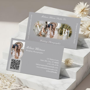 Cartão De Visita Fotógrafo de Casamento com Monograma Elegante Foto