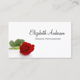Cartão De Visita Fotógrafo de Casamento de Rosas vermelhas Elegante