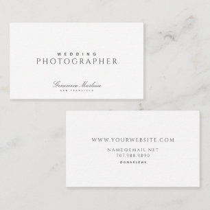 Cartão De Visita Fotógrafo de Casamento Minimalista Elegante