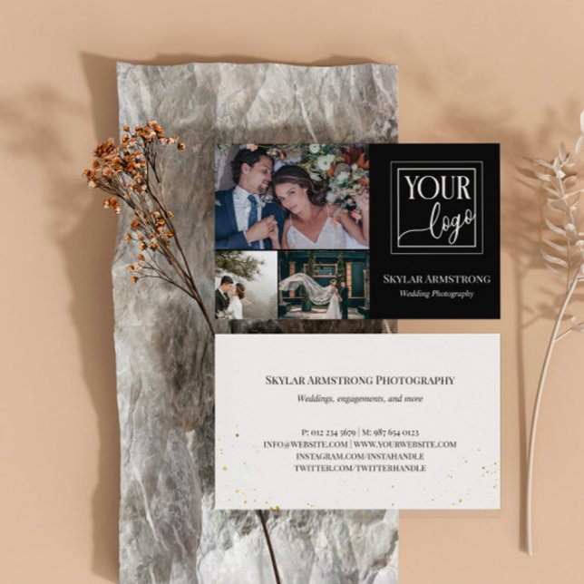 Cartão De Visita Fotógrafo de Colagem de Fotografias do Mínimo Pret (Criador carregado)