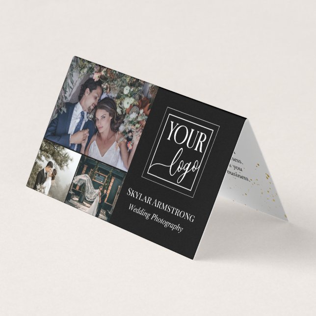 Cartão De Visita Fotógrafo de Colagem de Fotografias do Mínimo Pret (Frente)