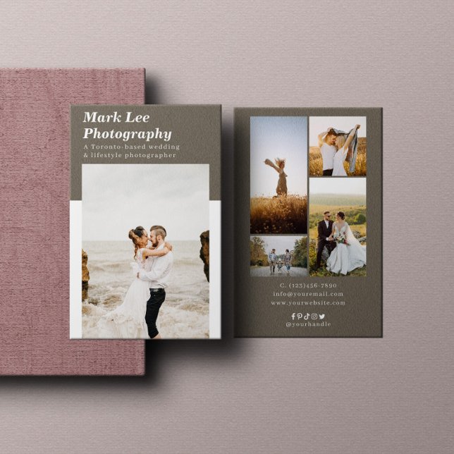 Cartão De Visita Fotógrafo de Colagem de Fotos Mínima Moderna (Criador carregado)