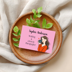 Cartão De Visita fotógrafo de menina bonita desenhado com indústria