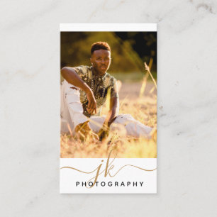 Cartão De Visita Fotógrafo de Monograma de Iniciais de Script Mode