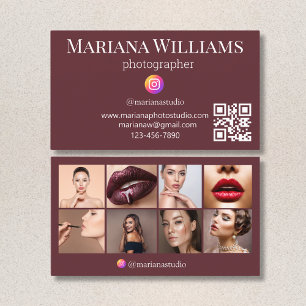 Cartão De Visita fotógrafo do instagram 8 fotos código qr marrom