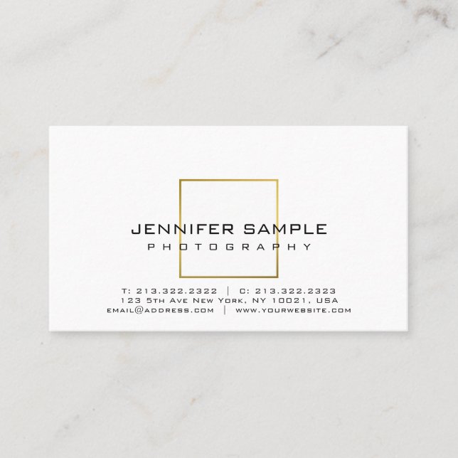 Cartão De Visita Fotógrafo Dourado elegante liso do olhar da (Frente)