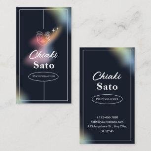 Cartão De Visita Fotógrafo Minimalista de Sobreposição Preta