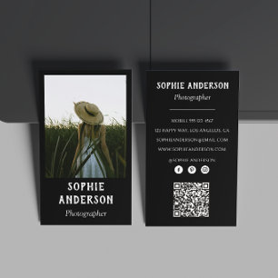 Cartão De Visita Fotógrafo Minimalista Moderno Foto com Código QR