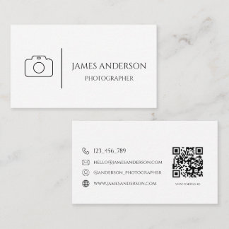 Cartão De Visita Fotógrafo Minimalista Preto e Branco