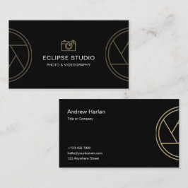Cartão De Visita Fotógrafo Mínimo Preto com Marca Personalizada