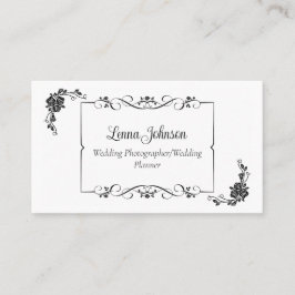Cartão De Visita Fotógrafo/Planejador de Casamento Preto e Branco