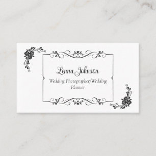 Cartão De Visita Fotógrafo/Planejador de Casamento Preto e Branco