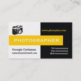 Cartão De Visita Fotógrafo preto, branco, amarelo-ocular