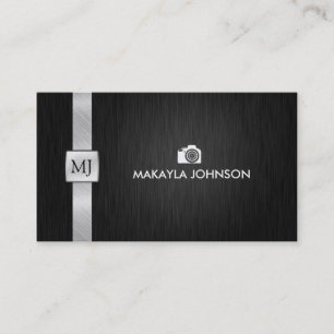 Cartão De Visita Fotógrafo preto e de prata elegante & moderno
