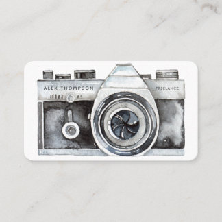 Cartão De Visita Fotógrafo Profissional de Câmera Watercolor