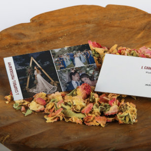 Cartão De Visita Fotógrafo Profissional de Colagem de Fotos Burgund