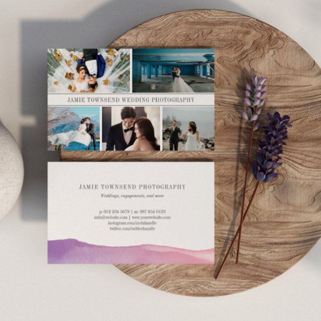 Cartão De Visita Fotógrafo Profissional de Colagem de Fotos Elegant (Criador carregado)