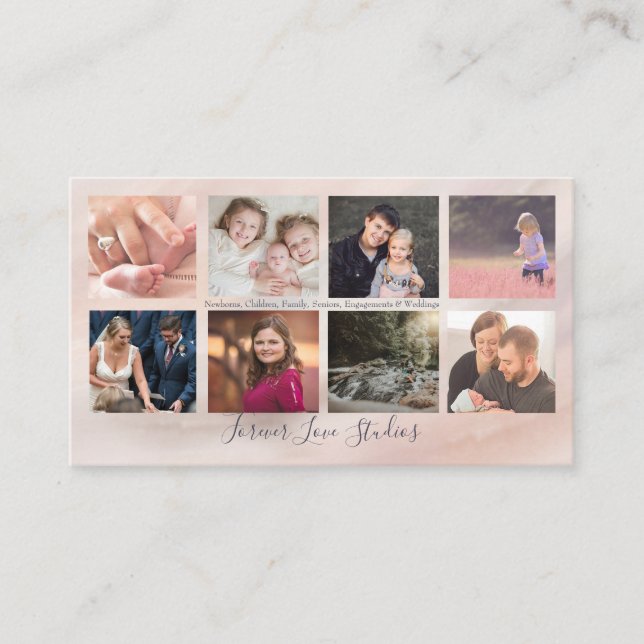 Cartão De Visita Fotógrafo profissional Marble 2 - 8 design de foto (Frente)